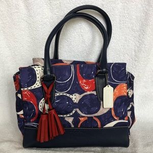Coach Navy Logo Canvas Shoulder Bag